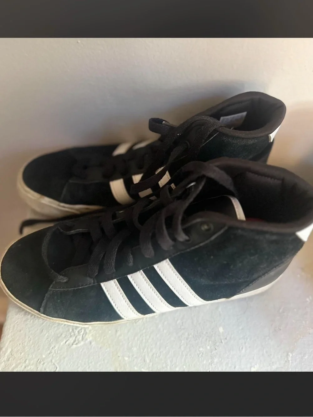 Adidas Black High-Top cloud foam Sneakers with White Stripes